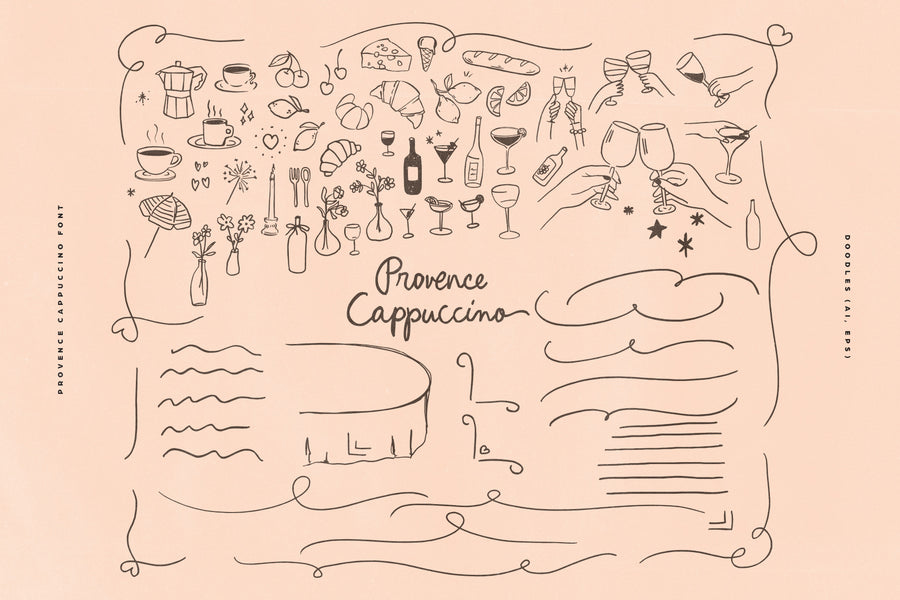 Provence Cappuccino Script & Doodles